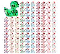 Turodeuo Christmas Mini Resin Ducks Luminous Christmas Tiny Duck Mini Resin Animals Miniature Glow in the Dark Duck Charms,100PCS Easy Install Easy to Use