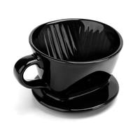 Turodeuo Coffee Filter Cup, Single Cup Black Ceramic Coffee Dripper, Reusable Filter Drip Holder Easy to Use L
