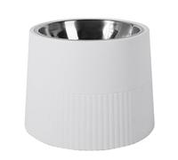 Turodeuo Elevated Dog Bowl, Raised Dog Feeder with Removable Stainless Steel Food and Water Bowl, Non-Skid Dog Dish White 18 X 13cm