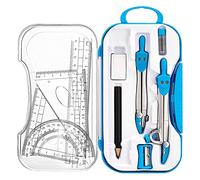 Turodeuo Geometry Set 10 Pcs Math Supplies Kit,Including Compass,Protractor,Ruler,Eraser,Pencil,for Drawing and Measurement