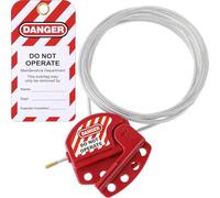 Turodeuo Lockout Tag Cable Lock Adjustable Cable Lock Vinyl Coated Steel Cable Lock for Equipment Maintenance and Repair