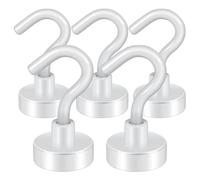 Turodeuo Magnetic Hooks,27Lb Heavy Duty Earth Magnets with Hook for Refrigerator,Cruise Hook for Hanging, (White, Pack of 5)