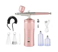 Turodeuo Rechargeable Cordless Airbrush Compressor Portable+0.3mm Nozzle Cleaning Brush Set Fit for Makeup Nail Art B 1Set