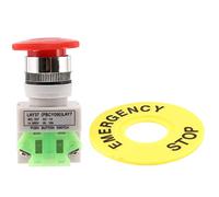 Turodeuo Red Mushroom Cap 1NO 1NC DPST Emergency Stop Push Button Switch AC 660V 10A