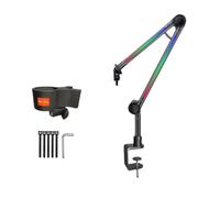 Turodeuo RGB Microphone Arm Stand,Mic Arm with RGB Light,Rotatable Suspension Boom Scissor Stand for Gaming Streaming A