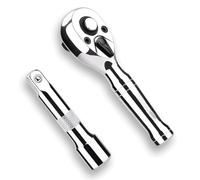 Turodeuo Stubby Ratchet Set-3/8In Drive Ratchet Handle with Extension Bars,72-T Reversible Quick Release Mini Ratchet Wrench Easy Install Easy to Use