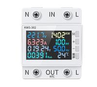 Turodeuo Tuya WiFi Power Meter Color Screen 2P Multifunction AC Meter Mobilephone Remotely APP Control 170-300V/63A Easy to Use White B