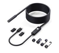 Turodeuo W400 Repair Tools Car Diagnostic Tools 8mm 8LED Camera Endoscope Type-C Micro Adapter 5M Cable 2000K Pixels 8mm Endoscope Automotive Boroscope Inspection Device B