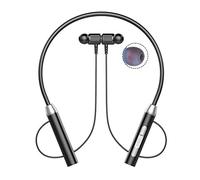 Turodeuo Wireless Bluetooth Headset Neck Type Stereo Noise Reduction Universal Plug-in Card Sport Ear Headset Mic,Black