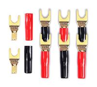 Turozen Y Spade Plug Connector 8 Pcs 45 Degree U Fork Copper Tip for Audio | 8 piece set with gold plating ensures compatibility with traditional binding posts and optimum contact area for stable sound.