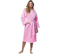 Turquaz Linen unisex-adult Lightweight Long Waffle Kimono Spa Robe, Small/Medium, Pink