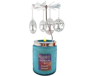 Turquenite Cello Scented Candle with Spinner. Stunning Crystal Candle Holder with Turquenite Gems. Anxiety Relief Gift for Women