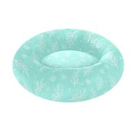 Turquoise Background Leaf Pattern Pet Cat Beds Anti-Slip fluffier Orthopedic Dog Bed for Pets Supplies Medium Size