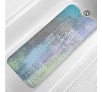 Turquoise Bathtub Mat Non Slip 40x16in Extra Long Anti Slip Bath Mat for Tub Modern Tub Mat Abstract Art Bath Tub Shower Mat with Large Drain Holes and Suction Cups Textured Bathroom Decor