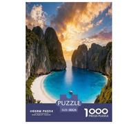 Turquoise Bay & Boat 1000 Piece Jigsaw Puzzles Impossible Hard Challenge Modern Paisaje Classic Educational Games Perfect for Relaxation for Adults 38x26cm/1000pcs