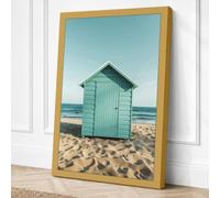 Turquoise Beach Hut Coastal Canvas Wall Art Print 18x12 Inch | Ready to Hang, Gallery Wrapped, Fade-Resistant Inks, Securely Packaged, UK Made
