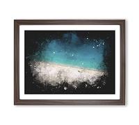 Turquoise Beach In Kefalonia Greece Paint Splash Modern Art Framed Wall Art Print, Ready to Hang Picture for Living Room Bedroom Home Office Décor, Walnut A3 (46 x 34 cm)