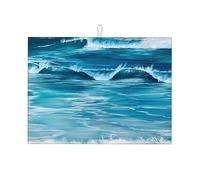 Turquoise Beach Original Seascape Draining Mat Quick-Drying Dish Drainer Board Mat Dish Drying Mat Non-Slip Dish Drying Mat for Kitchen Counter Sink Tabletop Dish Accessories (60 X 45cm)
