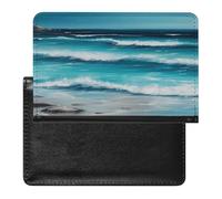 Turquoise Beach Original Seascape Passport Holder for Travel PU Leather Passport Covers Case Card Slot Ultra Slim Passports Wallet