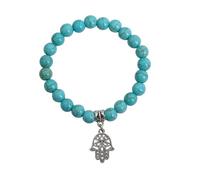 Turquoise Beaded Bracelet For Women Men, 8Mm Natural Gemstone Bracelet Crystal Beads Bangle Spirit Jewellery Birthday Gift Palm Pendant