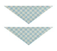 Turquoise Beige Checkered cute dog bandanas Snap Button Pet Scarf for Boy and Girl Cute Pet Holiday Accessories Decor for Dogs Cats M