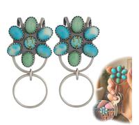 Turquoise Bloom Bag Clip Key Holder, Natural Turquoise Bloom Keychain, Bag Charm Keychain for Belts, Bags, Jeans - Find Your Keys with Flair, Never Lose Your Keys in Your Giant Purse Again (2 Pcs)