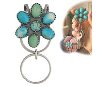 Turquoise Bloom Bag Clip Key Holder, Natural Turquoise Bloom Keychain, Bag Charm Keychain for Belts, Bags, Jeans - Find Your Keys with Flair, Never Lose Your Keys in Your Giant Purse Again (1 Pc)