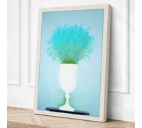 Turquoise Blooms in Pedestal Canvas Wall Art Print 24x16 Inch (61 x 41 cm)