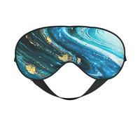 Turquoise Blue and Gold Marble Print Eye Mask, Soft and Breathable, Suitable for Nap, Travel, and Night Sleep