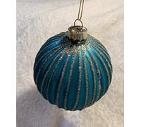 Turquoise / Blue Christmas Tree Decoration with Gold Glitter Finish (8cm)