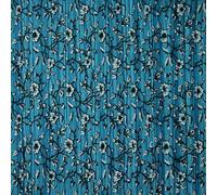Turquoise Blue Floral Ditsy Print Pleated Plisse Satin Stretch Dress Fabric (1 Metre, Turquoise Blue 6477)