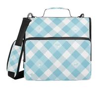 Turquoise Blue Floral Grate, 3 Rings Zippered Binder Belt Waterproof Document Organizer for High School Students