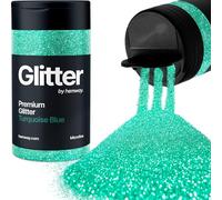 Turquoise Blue Glitter Shaker, 130g Microfine Glitter, Crafts 1/265" Metallic Flake Turquoise Blue Sequins, Resin & Epoxy Crafts, Decorating, Halloween, Christmas Nail, Face, Hemway