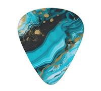 Turquoise Blue Gold Marble 12 Pack Guitar Plectrums With Storage Case, 0.46/0.71/0.96mm, Including Thin, Medium Thick Guitar Plectrums For Electric Guitars Bass Ukulele