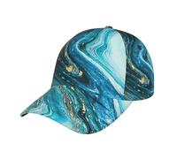 Turquoise Blue Gold Marble Baseball Cap Dad Hat Sun Cap Adjustable Size Running Gym Golf Outdoor Tour Classic Unisex