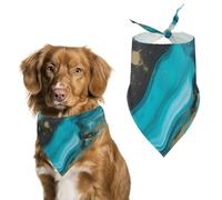 Turquoise Blue Gold Marble Dog Bandana Triangle Dog Scarf Washable Polyester Dog Bibs Cute Pet Bandana for Medium Large Dogs Puppy and Cats