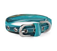 Turquoise Blue Gold Marble Dog Collar Adjustable Pet Collar Stainless Steel D-Ring Collar Oxford Cloth Cat Collar Strap with Metal Buckle for Small Medium Dog