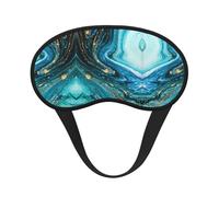 Turquoise Blue Gold Marble Elastic Band Eye Mask for Sleeping, Blackout Sleep Mask Block Light, Comfortable Travel Nap