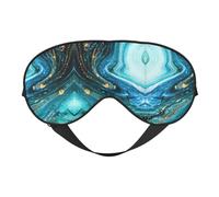 Turquoise Blue Gold Marble Night Mask Soft Reversible Eye Cover Adjustable Strap Light Blocking Comfortable Rest