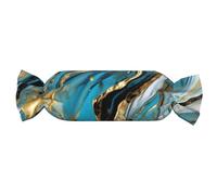 Turquoise Blue Gold Marble Print Candy Pillow Cylindrical Comfort Roll Pillow Travel Neck Pillow Suitable For Head Neck And Back Support