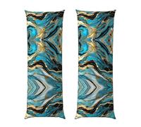 Turquoise Blue Gold Marble Print Long Body Pillowcase 20x54in,Super Soft And Breathable Long Body Pillowcase With Zipper