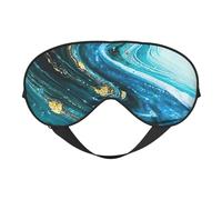 Turquoise Blue Gold Marble Print Silk Like Sleep Eye Mask Comfortable Blindfold Adjustable Soft Eye mask for Sleep
