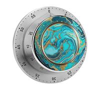Turquoise Blue Gold Marble Timer Stainless Digital Visual Timer Exquisite Mechanical Countdown Time Management Tools with Silent Operation Timer for Kitchen Office Classroom