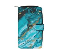 Turquoise Blue Gold Marble Wallet Multifunctional Wallets for Men Compact Wallet Purse Passport Bag