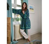 Turquoise & Blue Kimono | Emily Lightweight Silky Paisley Robe - Jade & Blue - M/L
