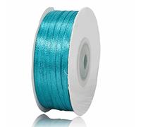 Turquoise Blue Ribbon 3mm, 91M Double Faced Satin Ribbons for Gift Wrapping, Gift Ribbon for Crafting, DIY Sewing Projects, Floral Bouquet, Hair Bows, Birthday, Baby Shower and Wedding Cake Decoration