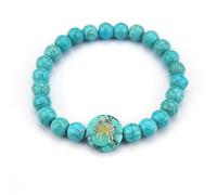 Turquoise Bracelet For Men Women,Zodiac Beaded Stone Bracelet Stretch Wristband Natural Healing Crystal Bangle Gemstone Cancer