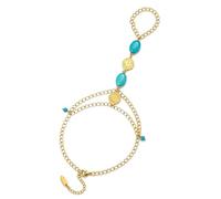 Turquoise Bracelet for Women 14K Gold Plated Adjustable Stackable Boho Healing Stone Jewelry Gift for Her Christmas Birthday Delicate Daily Southwest Charm, Mediano, Stainless Steel, Not a gemstone