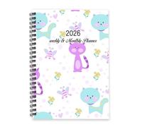 Turquoise Cats with Spots 2026 Diary A5 To Do List Notebook 2026 Notepad Ladies Diary Year Planner for Business Week To View Monthly Year Planner with Dotted Line Note Page Slim