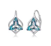 Turquoise Celtic Knot Earrings 925 Sterling Silver Trinity Triquetra Knot Leverback Earrings Mother's Day Jewellery for Women Mum Mom
